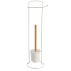 BROSSE ET DEROULEUR PAPIER WC METAL BLANC BAMBOU