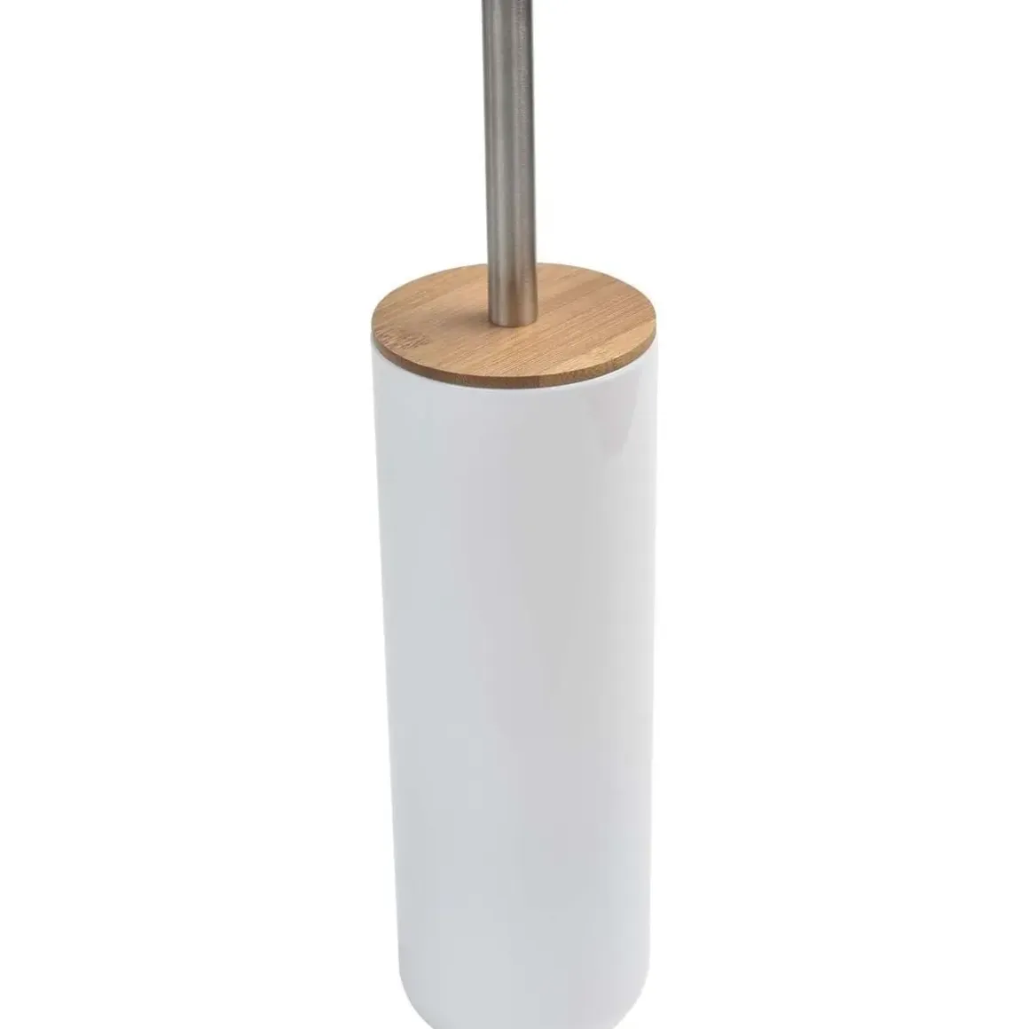 BROSSE WC AVEC COUVERCLE BAMBOU BLANC