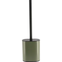 BROSSE WC PLATE SILICONE ET SUPPORT METAL KAKI NOIR