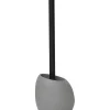 BROSSE WC POLYRESINE FORME GALET TIGE GRIS