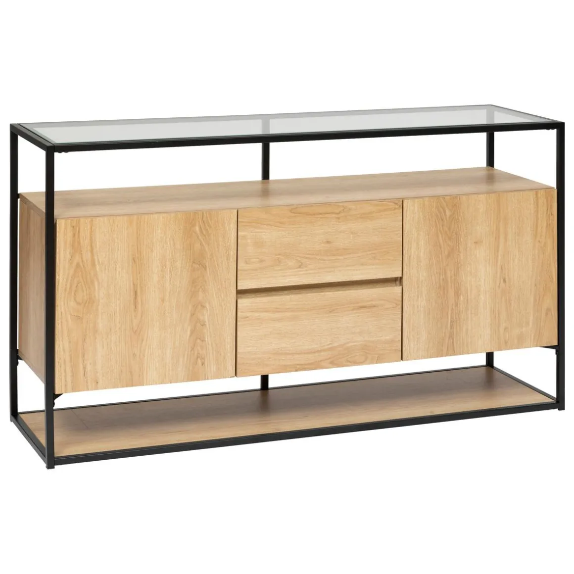 BUFFET 2 PORTES ALDEA METAL BOIS BEIGE D.140X80CMCM