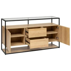 BUFFET 2 PORTES ALDEA METAL BOIS BEIGE D.140X80CMCM