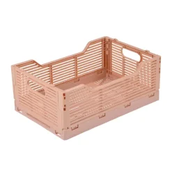 CAGETTE PLIABLE EMPILABLE ROSE GRANIT D.30X20X11.5CM
