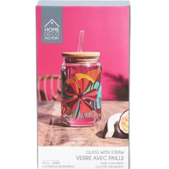 CANETTE ET PAILLE VERRE PARADIS EXOTIQUE 45CL