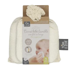 CARRE COTON BEBE X10 PIECES ET FILET DE LAVAGE