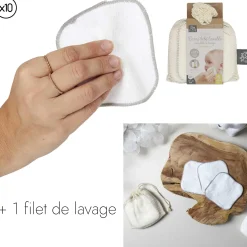CARRE COTON BEBE X10 PIECES ET FILET DE LAVAGE