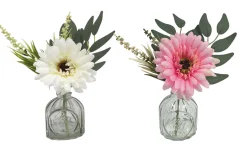 CENTRE DE TABLE GERBERA H20CM ROSE ET BLANC