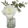 CENTRE DE TABLE ROSE H20CM ROSE ET BLANC