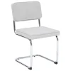 CHAISE SERSI VELOURS COTELE PIEDS CHROME GRIS