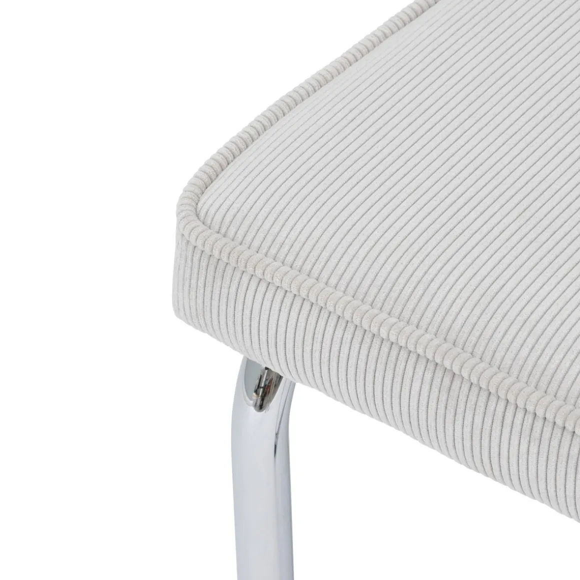 CHAISE SERSI VELOURS COTELE PIEDS CHROME GRIS