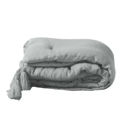 CHEMIN DE LIT 80X180CM GAZE DE COTON UNI ANGELIA GRIS