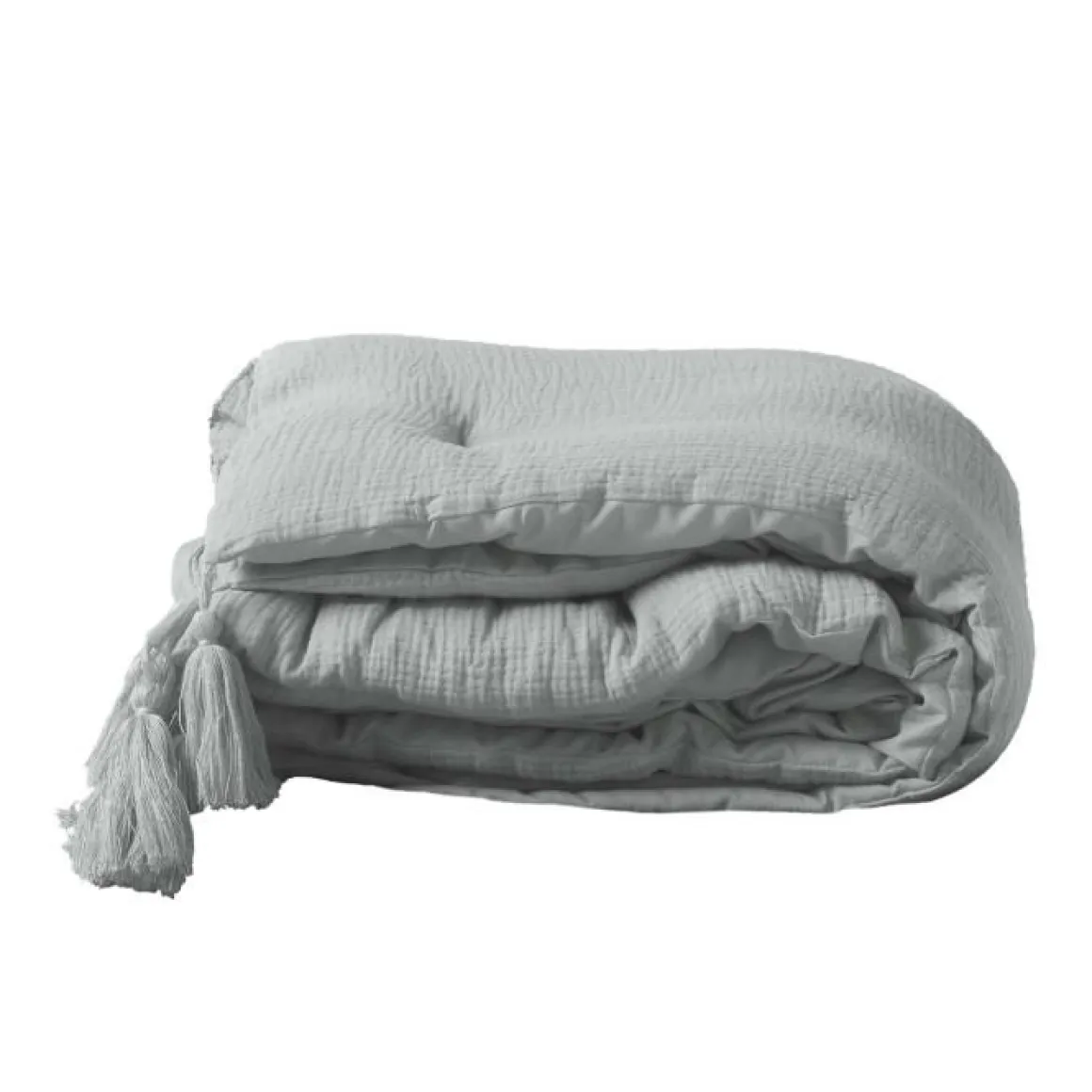 CHEMIN DE LIT 80X180CM GAZE DE COTON UNI ANGELIA GRIS