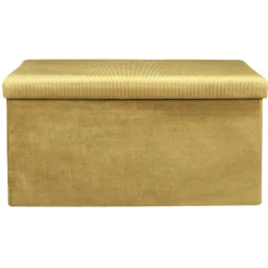 COFFRE BANC PLIABLE VELOURS COTELE GIULIA JAUNE
