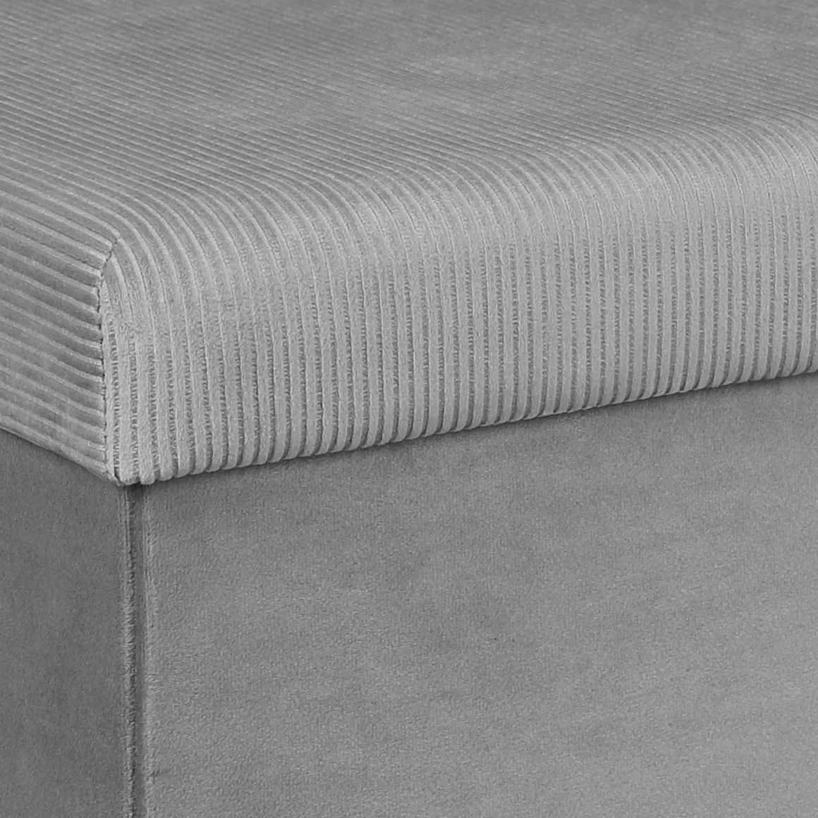 COFFRE BANC PLIABLE VELOURS COTELE GIULIA GRIS