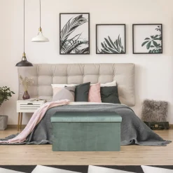COFFRE BANC PLIABLE VELOURS COTELE GIULIA BLEU