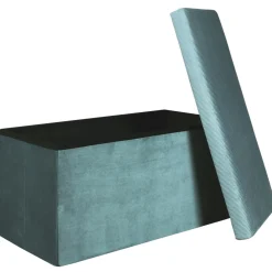 COFFRE BANC PLIABLE VELOURS COTELE GIULIA BLEU
