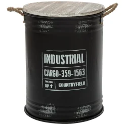 COFFRE BIDON NOIR INDUSTRIEL D.30X43CM