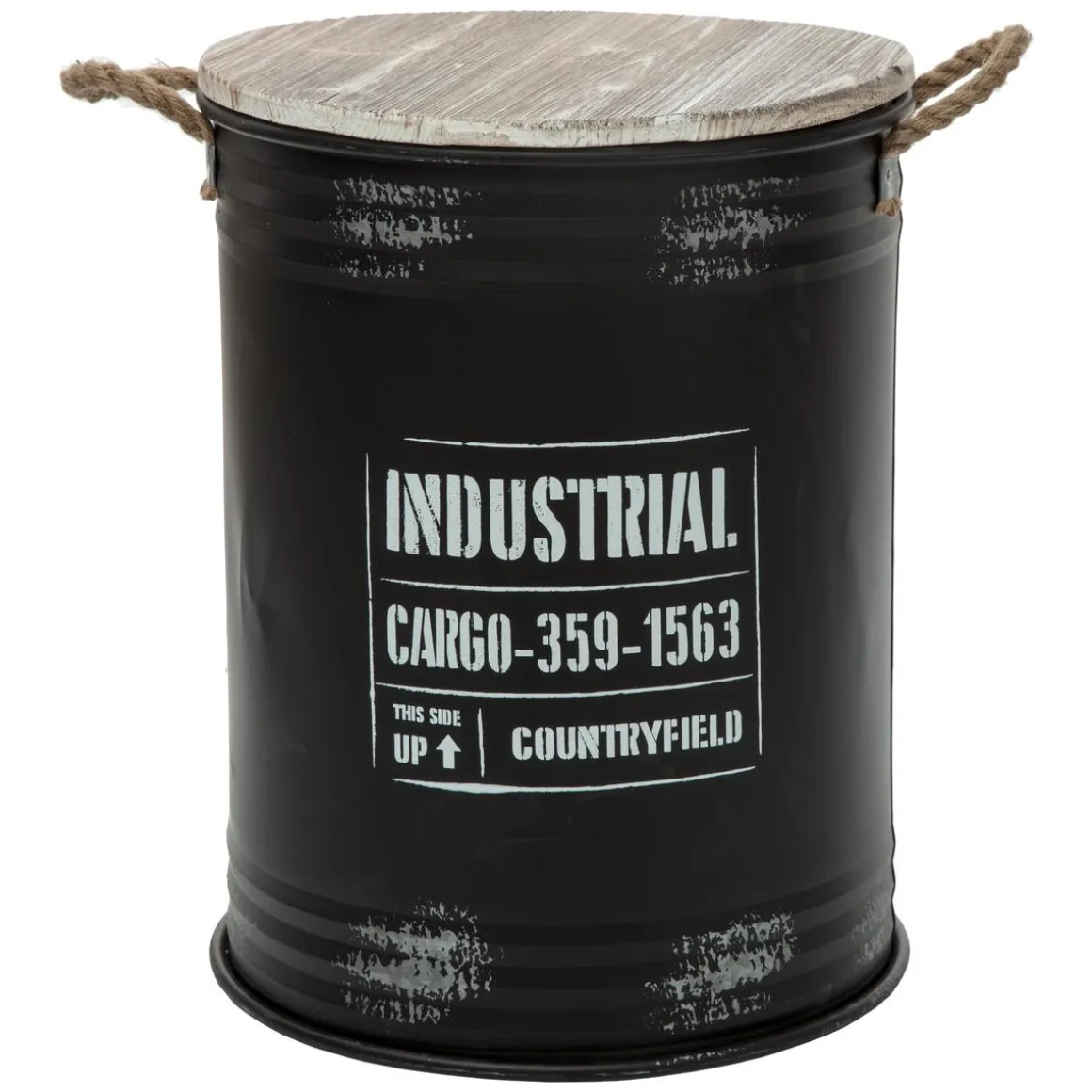COFFRE BIDON NOIR INDUSTRIEL D.30X43CM