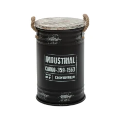 COFFRE BIDON NOIR INDUSTRIEL D.30X43CM