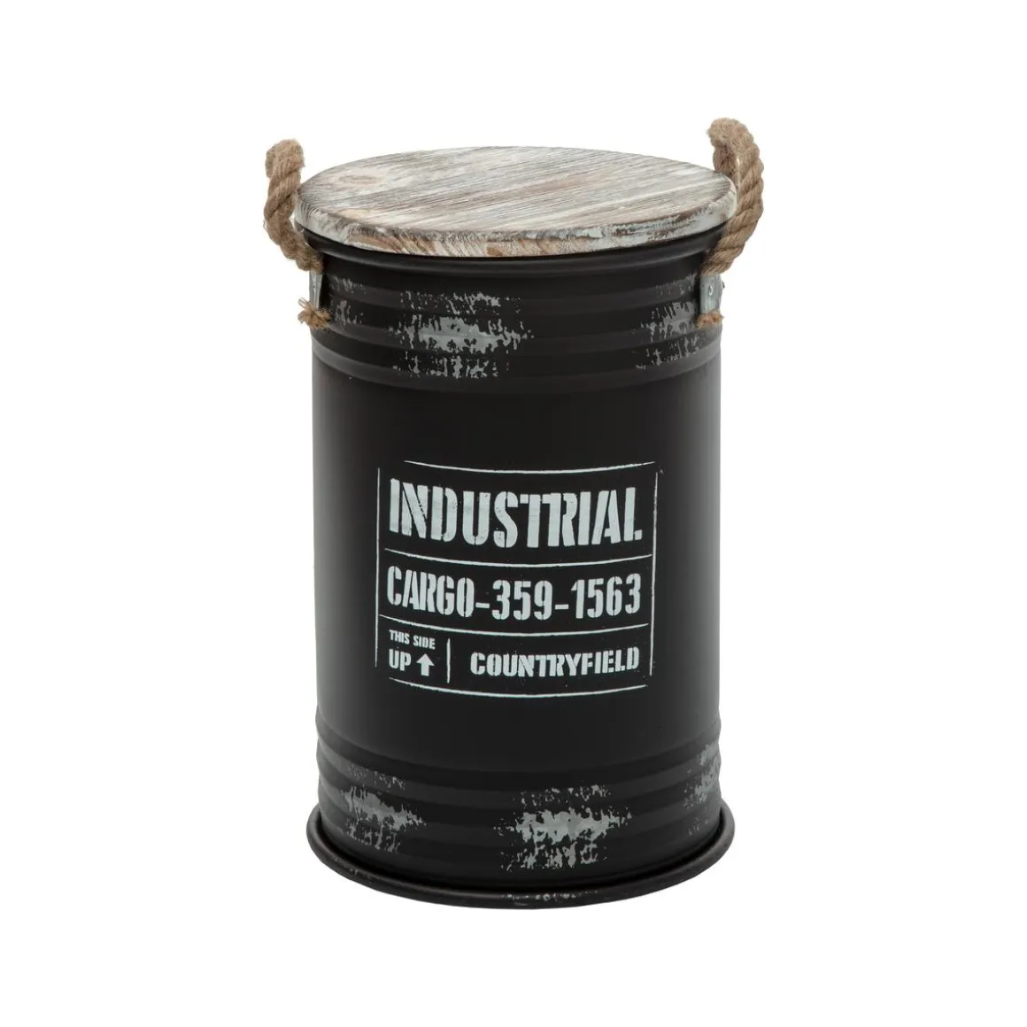 COFFRE BIDON NOIR INDUSTRIEL D.30X43CM