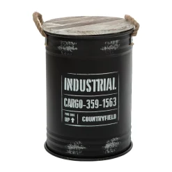 COFFRE BIDON NOIR INDUSTRIEL D.36X48CM