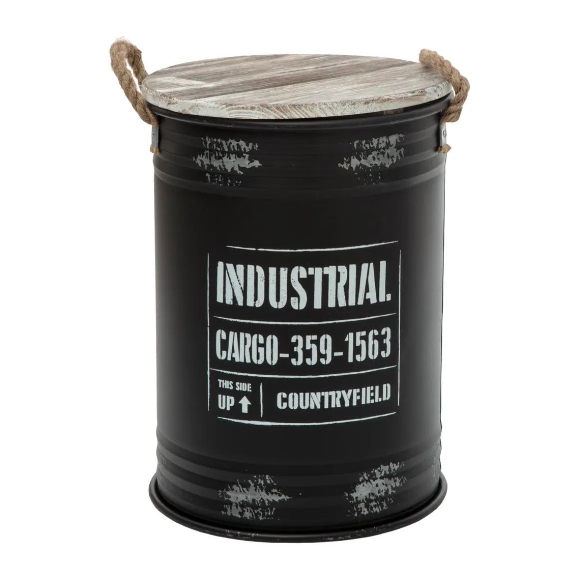 COFFRE BIDON NOIR INDUSTRIEL D.36X48CM