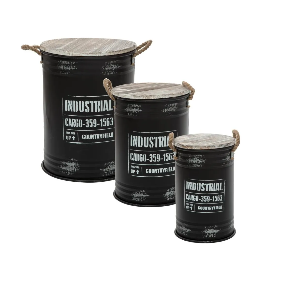 COFFRE BIDON NOIR INDUSTRIEL D.36X48CM