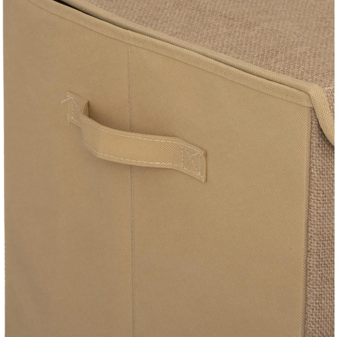 COFFRE NON TISSE JUTE ET POMPONS