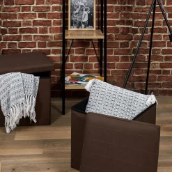 COFFRE POUF PLIABLE MARRON
