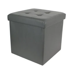 COFFRE POUF PLIABLE PU GRIS