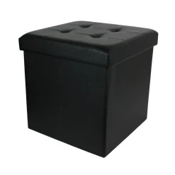 COFFRE POUF PLIABLE PU NOIR