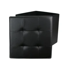 COFFRE POUF PLIABLE PU NOIR