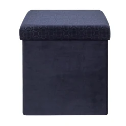 COFFRE POUF PLIABLE RETRO BLEU NUIT