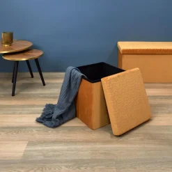 COFFRE POUF PLIABLE RETRO MOUTARDE