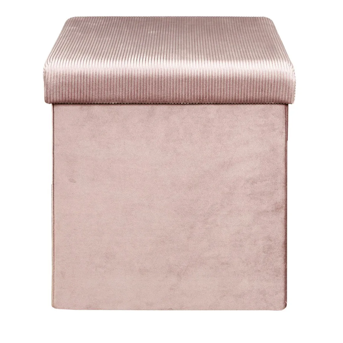 COFFRE POUF PLIABLE VELOURS COTELE GIULIA ROSE
