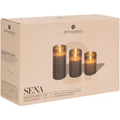 COFFRET 3 BOUGIE LED VERRE SENA AMBRE