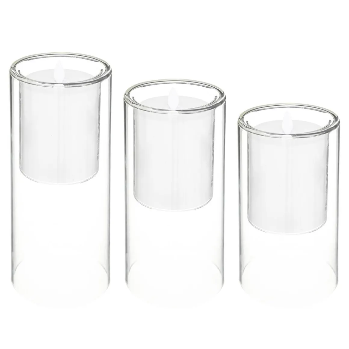 COFFRET 3 BOUGIES DOUBLE VERRE LED