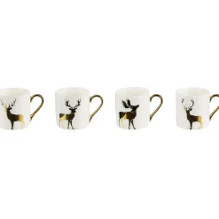 COFFRET 4 MINI MUGS CERF DORE