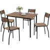 COIN REPAS TABLE ET 4 CHAISES BOIS METAL ZAKI
