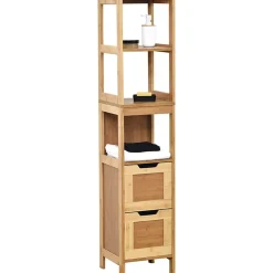 COLONNE BAMBOU ET MDF 2 TIROIRS   3 ETAGERES   MAHE
