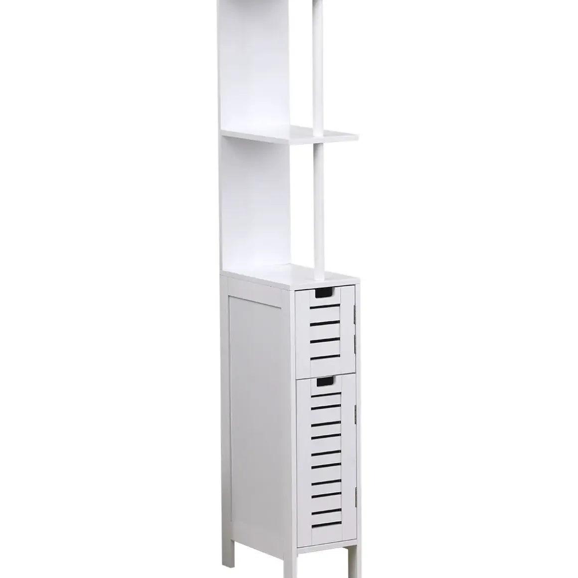 COLONNE PETIT ESPACE BLANCHE 2 PORTES 2 ETAGERES MIAMI