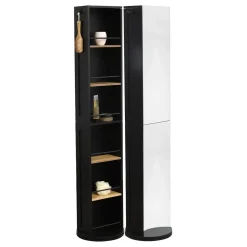 COLONNE PIVOTANTE MIROIR NICHES RANGEMENT NOIR FACON BAMBOU