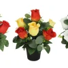 COMPOSITION 7 BOUTONS ROSE H.28CM 3 MODELES