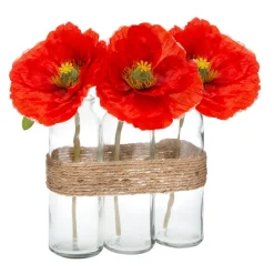 COMPOSITION COQUELICOT TUBE VERRE H.23CM X3