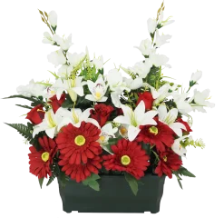 COMPOSITION GERBERAS ROSES ET GLAIEULS H62CM