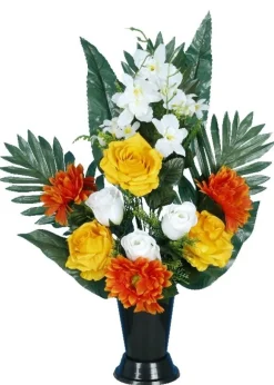 CONE GERBE ROSE GERBERA ORCHIDEE MINI H51CM