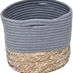 CORBEILLE OVALE GM COTON MATIERE VEGETALE GRIS NATUREL