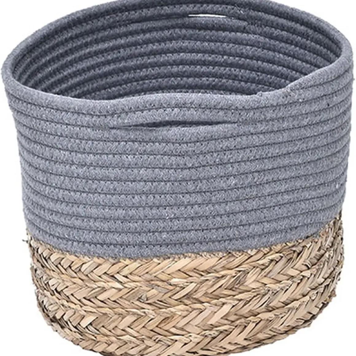 CORBEILLE OVALE GM COTON MATIERE VEGETALE GRIS NATUREL