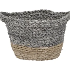 CORBEILLE OVALE MATIERE VEGETALE D.25X20X16CM NATUREL GRIS