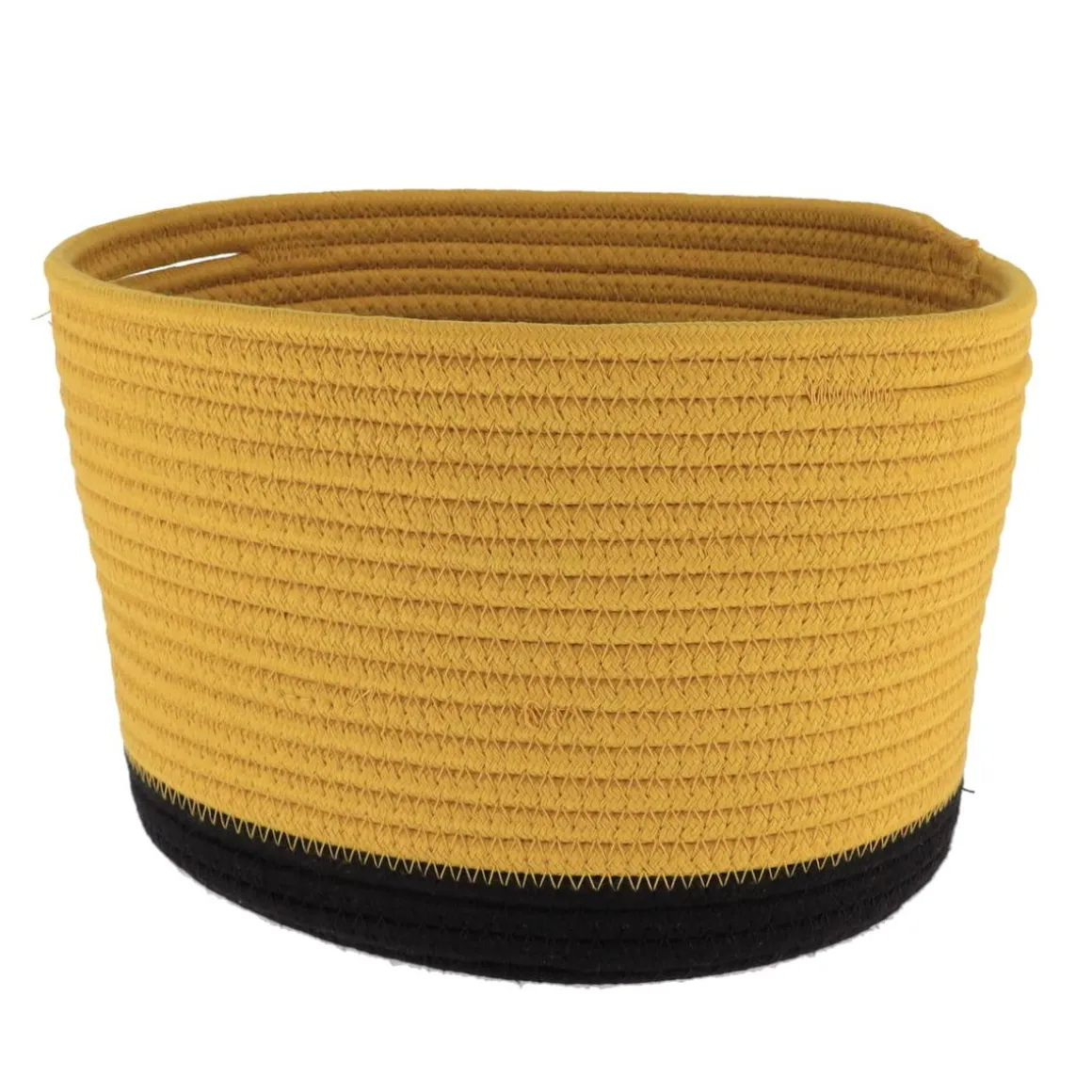 CORBEILLE OVALE MOYEN MODELE COTON 28X22.5CM OCRE NOIR